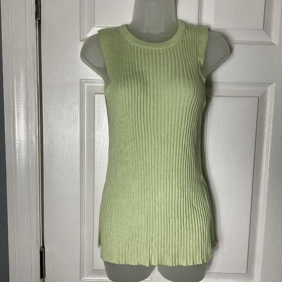 TOPSHOP Ribbed Knit Tank Green - Picture 7 of 16